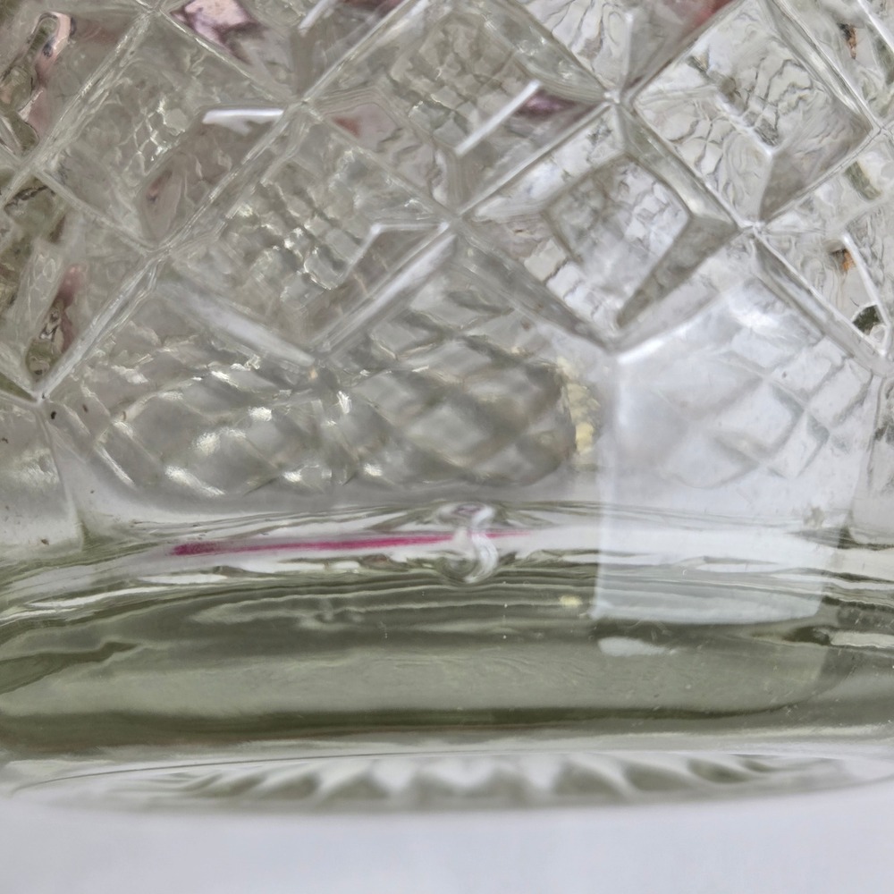 Glass Liquor Decanter, Decorative Silver Tone Hammered Metal Caddy 11" Vintage - Picture 6 of 16